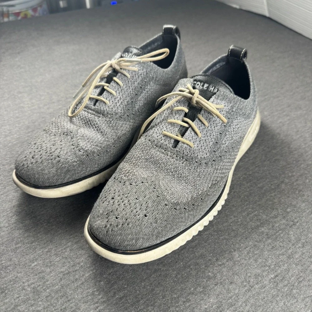 Cole‎ Haan ZEROGRAND Stitchlite Grey Knit Wingtip Oxford Shoes C27565 Mens 9.5 M